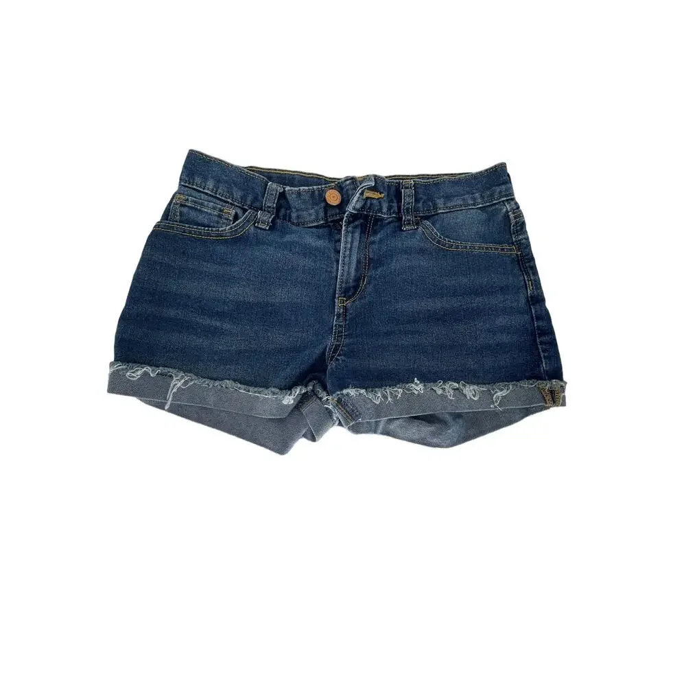 Old Navy Girls Faded Medium Wash Blue Denim Jean Shorts Youth Size 14